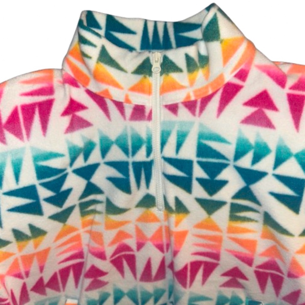 SO Girls Size XL Quarter Zip Colorful Geometric Fleece Pullover - Picture 7 of 11